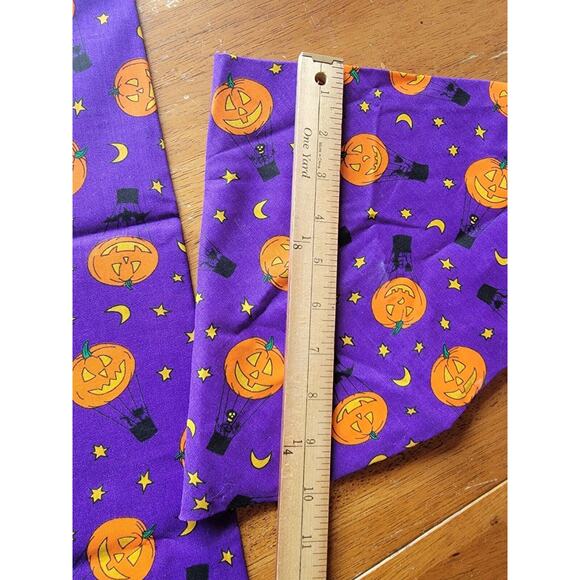 Halloween Jack O Lanterns Hot Air Balloon Fabric Scrap One Piece Is A Circle - Picture 5 of 5